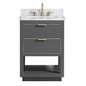 Avanity Allie 25" Free Standing Single Basin Vanity Set with Wood Cabinet and Marble Vanity Top Twilight Gray with Gold Hardware / Carrera White