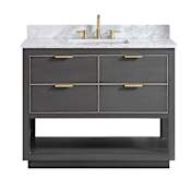 Avanity Allie 43" Free Standing Single Basin Vanity Set with Wood Cabinet and Marble Vanity Top Twilight Gray with Gold Hardware / Carrera White