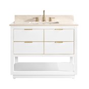 Avanity Allie 42" Free Standing Single Basin Vanity Set with Wood Cabinet and Marble Vanity Top White