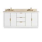 Avanity Austen 72" Free Standing Double Basin Vanity Set with Wood Cabinet and Marble Vanity Top White