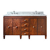 Avanity Brentwood 60" Free Standing Double Basin Vanity Set with Cabinet and Marble Vanity Top New Walnut / Carrera White Top