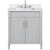 Avanity Bristol 32" Free Standing Single Basin Vanity Set with Cabinet and Engineered Stone Vanity Top Light Gray