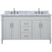 Avanity Bristol 60" Free Standing Double Basin Vanity Set with Cabinet and Marble Vanity Top Light Gray