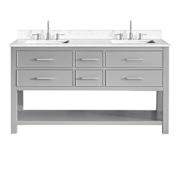 Avanity Brooks 60" Free Standing Double Basin Vanity Set with Cabinet and Engineered Stone Vanity Top Chilled Gray