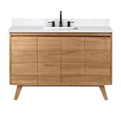 Avanity Coventry 48" Free Standing Single Basin Vanity Set with Cabinet and Engineered Stone Vanity Top Natural Teak