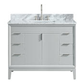 Avanity Emma 43" Free Standing Single Vanity Set with Wood Cabinet and Granite Vanity Top Dove Gray / Carrera White
