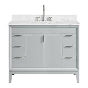 Avanity Emma 42" Free Standing Single Basin Vanity Set with Cabinet, and Engineered Stone Vanity Top Dove Gray