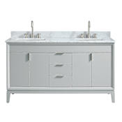 Avanity Emma 61" Free Standing Double Basin Vanity Set with Wood Cabinet and Granite Vanity Top Dove Gray / Carrera White