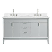 Avanity Emma 60" Free Standing Double Basin Vanity Set with Cabinet and Engineered Stone Vanity Top Dove Gray