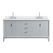 Avanity Emma 72" Free Standing Double Basin Vanity Set with Cabinet and Engineered Stone Vanity Top Dove Gray