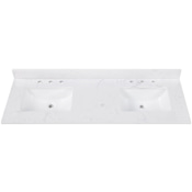 Avanity 61" Engineered Stone Vanity Top with Undermount Rectangular Sinks and Backsplash Cala White