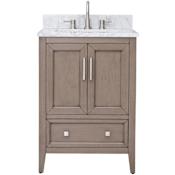 Avanity Everette 24" Single Basin Vanity Set with Cabinet and Marble Vanity Top Gray Oak