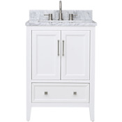 Avanity Everette 24" Free Standing Single Basin Vanity Set with Cabinet and Marble Vanity Top White