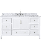 Avanity Everette 60" Free Standing Single Basin Vanity Set with Cabinet and Marble Vanity Top White