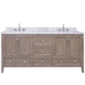 Avanity Everette 72" Free Standing Double Basin Vanity Set with Cabinet and Marble Vanity Top Gray Oak