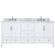 Avanity Everette 72" Free Standing Double Basin Vanity Set with Cabinet and Marble Vanity Top White