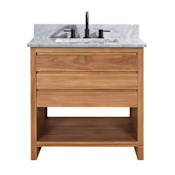 Avanity Kai 30" Free Standing Single Basin Vanity Set with Wood Cabinet and Marble Vanity Top Natural Teak