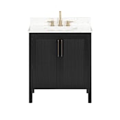 Avanity Luka 30" Free Standing Single Basin Vanity Set with Cabinet and Quartz Vanity Top Black Oak