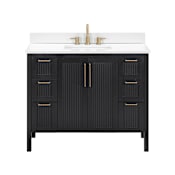 Avanity Luka 42" Free Standing Single Basin Vanity Set with Cabinet and Engineered Stone Vanity Top Black Oak