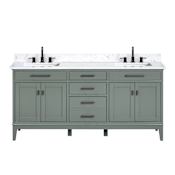 Avanity Madison 72" Free Standing Double Basin Vanity Set with Cabinet and Engineered Stone Vanity Top Smoke Green
