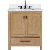 Avanity Modero 30" Free Standing Single Basin Vanity Set with Cabinet and Engineered Stone Vanity Top Brushed Oak