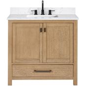 Avanity Modero 36" Free Standing Single Basin Vanity Set with Cabinet and Engineered Stone Vanity Top Brushed Oak