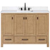Avanity Modero 48" Free Standing Single Basin Vanity Set with Cabinet and Engineered Stone Vanity Top Brushed Oak