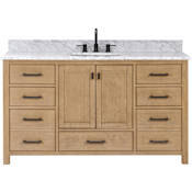Avanity Modero 60" Free Standing Single Basin Vanity Set with Cabinet and Marble Vanity Top Brushed Oak