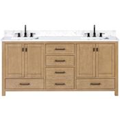 Avanity Modero 72" Free Standing Double Basin Vanity Set with Cabinet and Engineered Stone Vanity Top Brushed Oak
