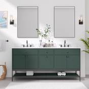 Avanity Paisley 72" Free Standing Double Basin Vanity Set with Cabinet and Cultured Marble Vanity Top Everglade Green