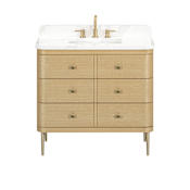 Avanity Serena 36" Free Standing or Wall Mounted Single Basin Vanity Set with Cabinet and Quartz Vanity Top White Oak