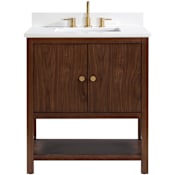 Avanity Zoe 32" Free Standing Single Basin Vanity Set with Cabinet and Quartz Vanity Top Walnut