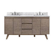 Avanity Coventry 61" Free Standing Double Basin Vanity Set with Wood Cabinet and Marble Vanity Top Gray Teak / Carrera White