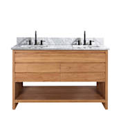 Avanity Kai 48" Free Standing Double Basin Vanity Set with Wood Cabinet and Marble Vanity Top Natural Teak