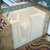 Avano Walk-In Tubs 45-3/4" Gel Coated Soaking Bathtub for Alcove Installations with Left Drain, Roman Tub Faucet and Handshower Biscuit