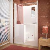Avano Walk-In Tubs 47-1/4" Acrylic Whirlpool Bathtub for Alcove Installations with Right Drain, Roman Tub Faucet and Handshower White
