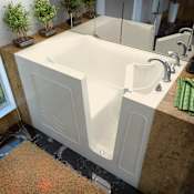 Avano Walk-In Tubs 52-7/8" Gel Coated Soaking Bathtub for Alcove Installations with Right Drain, Roman Tub Faucet and Handshower Biscuit