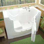 Avano Wheelchair Accessible Tubs 60" Gel Coated Soaking Bathtub for Alcove Installations with Right Drain, Roman Tub Faucet and Handshower White
