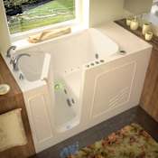 Avano Walk-In Tubs 60" Gel Coated Air / Whirlpool Bathtub for Alcove Installations with Left Drain, Roman Tub Faucet and Handshower Biscuit