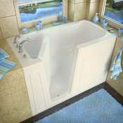 Avano Walk-In Tubs 60" Acrylic Soaking Bathtub for Alcove Installations with Left Drain, Roman Tub Faucet and Handshower Biscuit