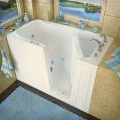 Avano Walk-In Tubs 60" Acrylic Whirlpool Bathtub for Alcove Installations with Right Drain, Roman Tub Faucet and Handshower Biscuit