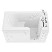 Avano Architect Series 60" Gel Coated Soaking Bathtub for Alcove Installations with Right Drain, Roman Tub Faucet and Handshower White