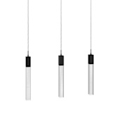 Avenue Lighting The Original Glacier 3 Light 37" Wide LED Crystal Linear Pendant with Snow Glass Shades Black