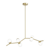 Avenue Lighting Hampton 6 Light 40" Wide Abstract Chandelier with Hand-Blown Glass Shades Brushed Brass / Clear Glass