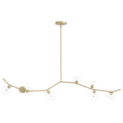 Avenue Lighting Hampton 8 Light 61" Wide Abstract Chandelier with Hand-Blown Glass Shades Brushed Brass / Clear Glass