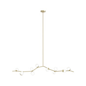 Avenue Lighting Hampton 10 Light 78" Wide Abstract Chandelier with Hand-Blown Glass Shades Brushed Brass / Clear Glass