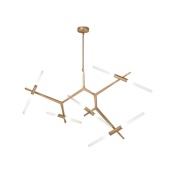 Avenue Lighting San Vicente Blvd. 10 Light 48" Wide LED Abstract Chandelier with Frosted Glass Shades Brushed Brass