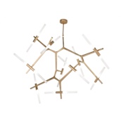 Avenue Lighting San Vicente Blvd. 20 Light 62" Wide LED Abstract Chandelier with Frosted Glass Shades Brushed Brass