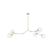 Avenue Lighting Fairfax Ave. 5 Light 66" Wide Abstract Chandelier with Hand-Blown Glass Shades Brushed Brass