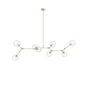 Avenue Lighting Fairfax Ave. 8 Light 78" Wide Abstract Chandelier with Hand-Blown Glass Shades Brushed Brass